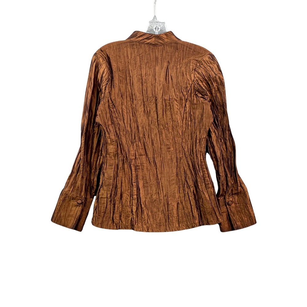 Essentials by Milano Plisse Blouse Women Medium Crinkled Classic Chic Whimsigoth - Picture 2 of 9